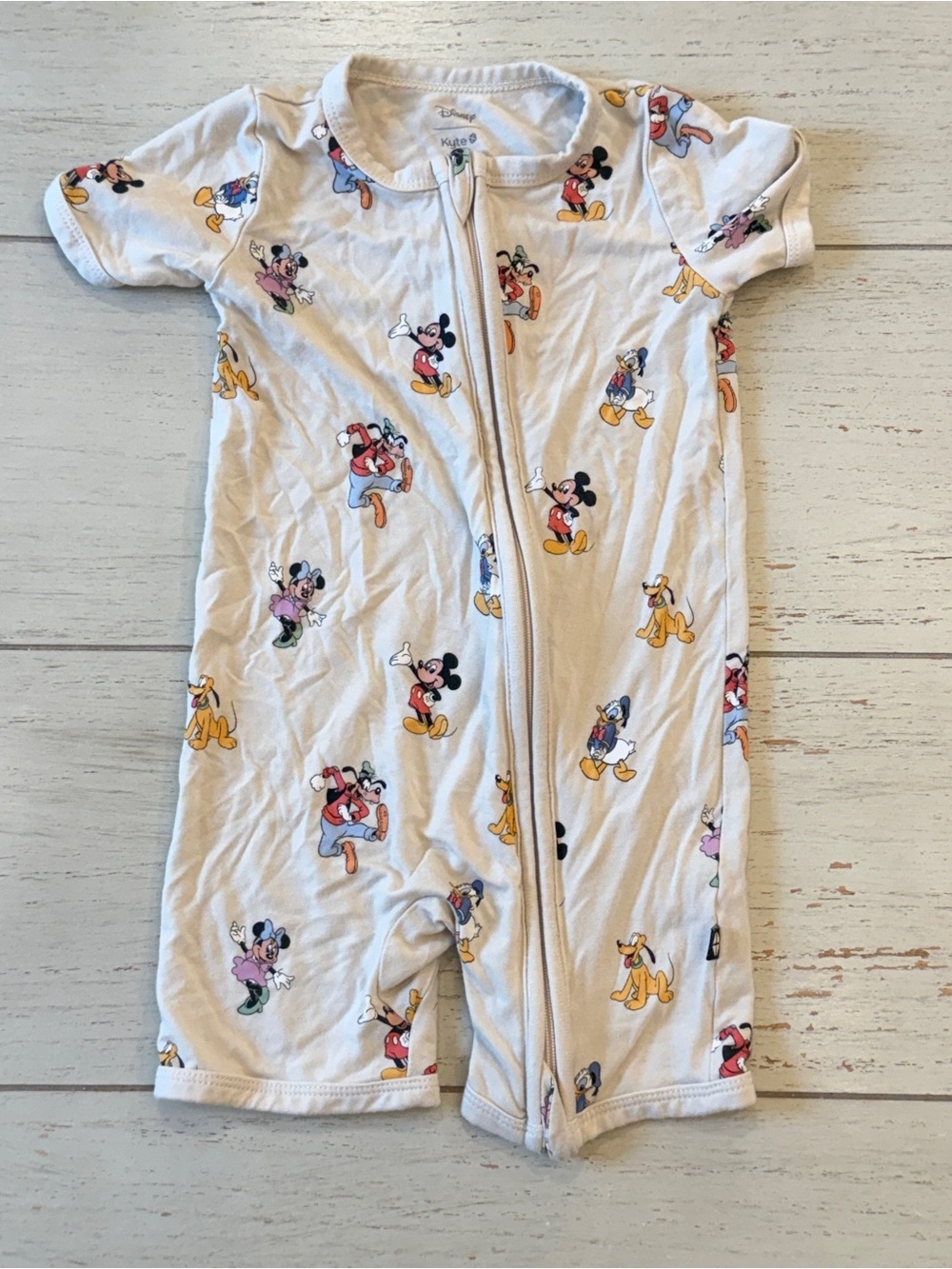 Kyte BABY White Disney Mickey & Friends Zip One-Piece